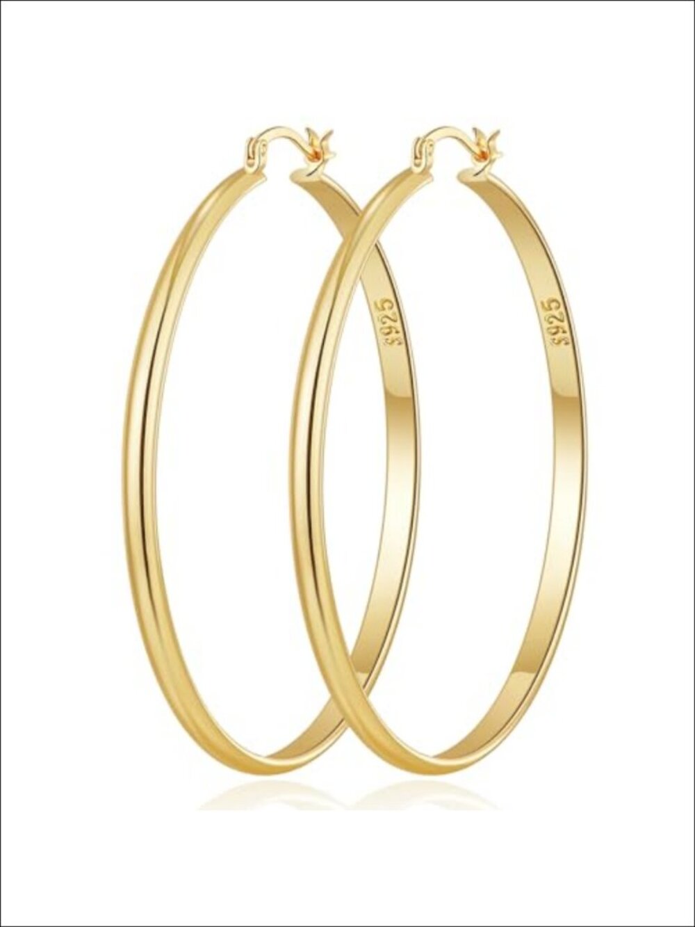 3mm Wide Large Hoop Earrings 14k Gold Plated Hypoallergenic Click-Top